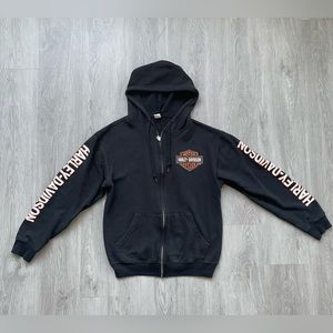 Vintage Harley Davidson White Mountain New Hampshire Zip Up Sweater Size Medium